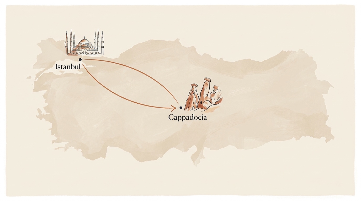 Mapa de la ruta — El Corazón de Turquía · Estambul y Capadocia