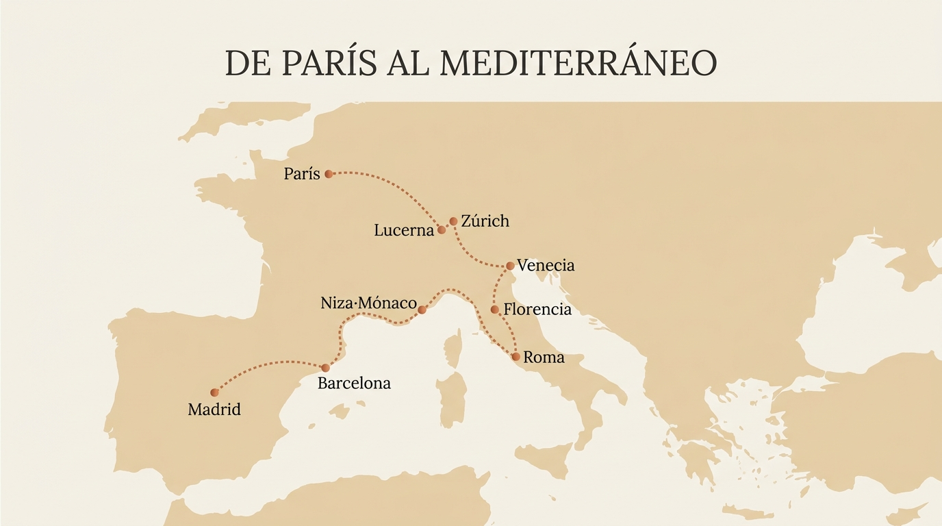Mapa de la ruta — De París al Mediterráneo