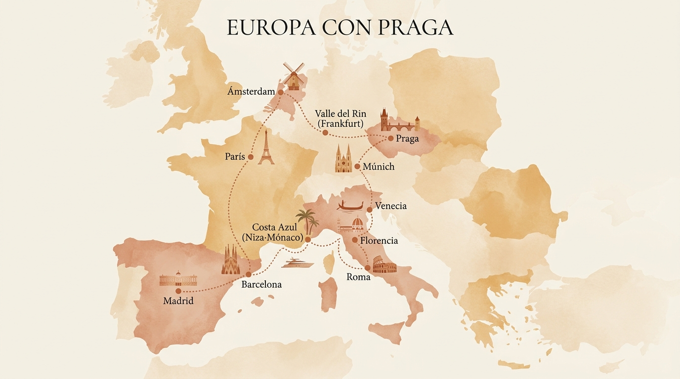 Mapa de la ruta — Europa con Praga